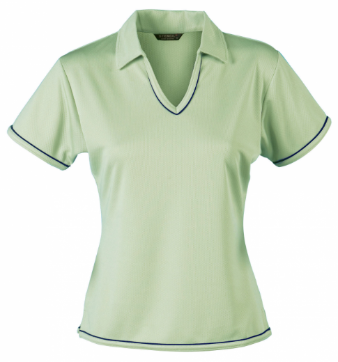 Picture of Stencil Ladies Short Sleeve Lightweight Cool Dry V Neck Polo Shirt